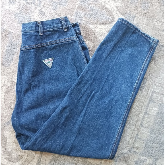 Vintage Denim - Palmetto Mom Jeans High Rise Vintage 33" Dark Wash Tapered Rider Western 90s 70s